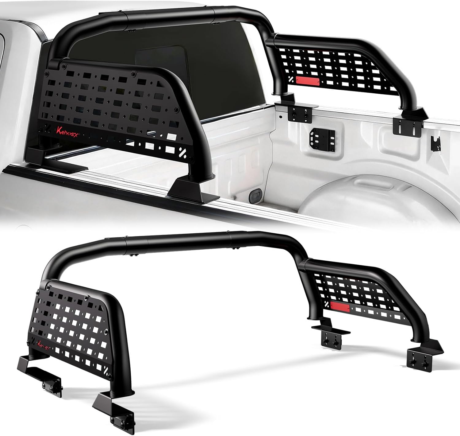 Universal Truck Bed Roll Bar Adjustable Black Chase Racks for Trucks, Sport Roll Bar for Silverado/Sierra,F-150/F-250/F-350,Ford Ranger,Frontier/Titan,Tundra,Honda Ridgeline