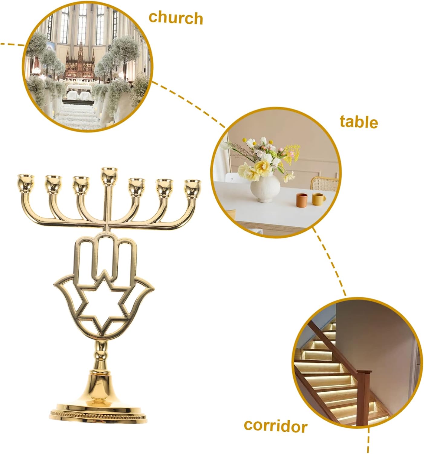 Branch Menorah Candelabrum Vintage Jewish Candlestick Holder for Home Decor for Weddings Anniversaries and Holiday Celebrations