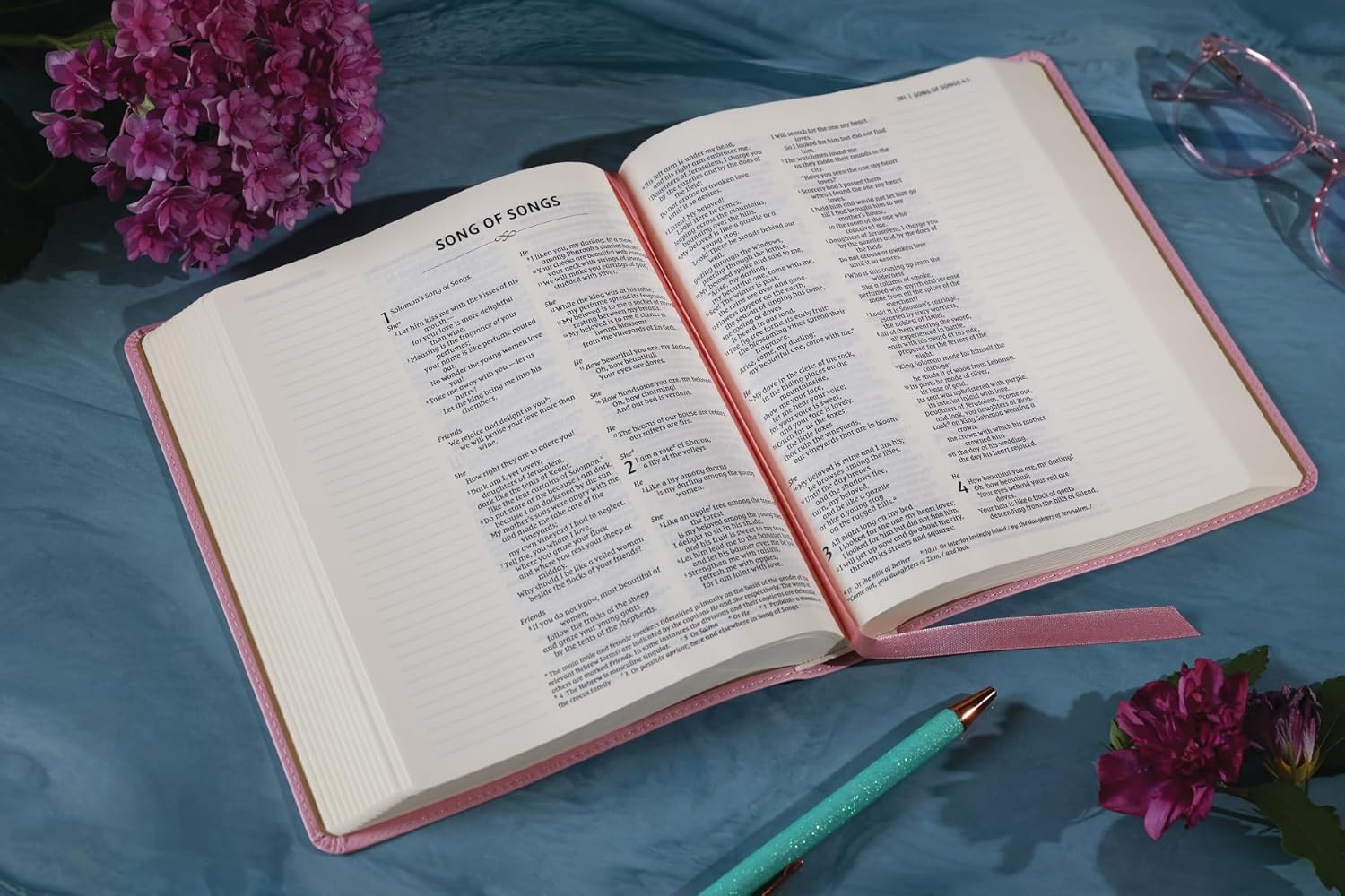 NIV, Journal the Word Bible (Perfect for Note-Taking), Double-Column, Leathersoft, Pink, Red Letter, Comfort Print: Reflect, Take Notes, or Create Art Next to Your Favorite Verses      Leather Bound – October 14, 2025