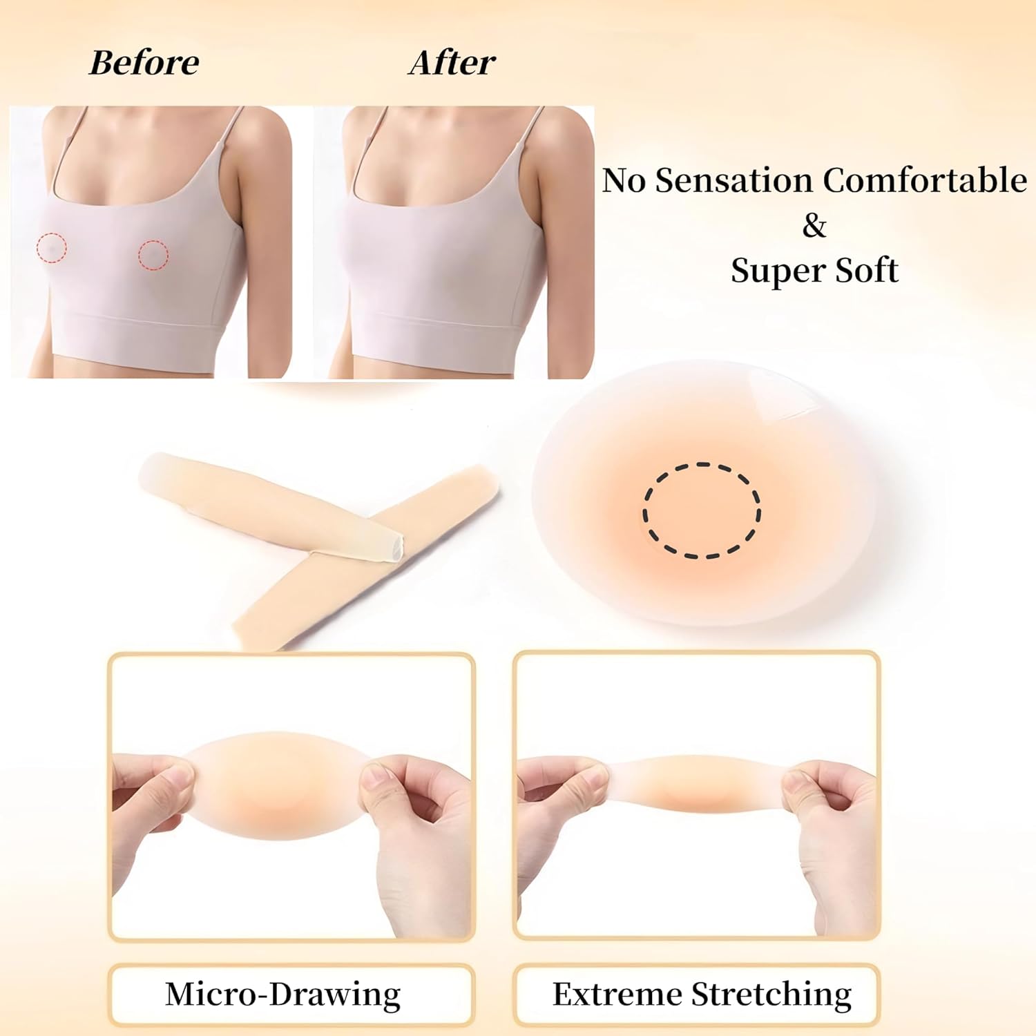 Bontierie 2025 Nipple Covers 2 Pairs-Nipple Protection Silicone Seamless Adhesive Nipple Pasties for Women Reusable Breast Petals Nude - Image 5