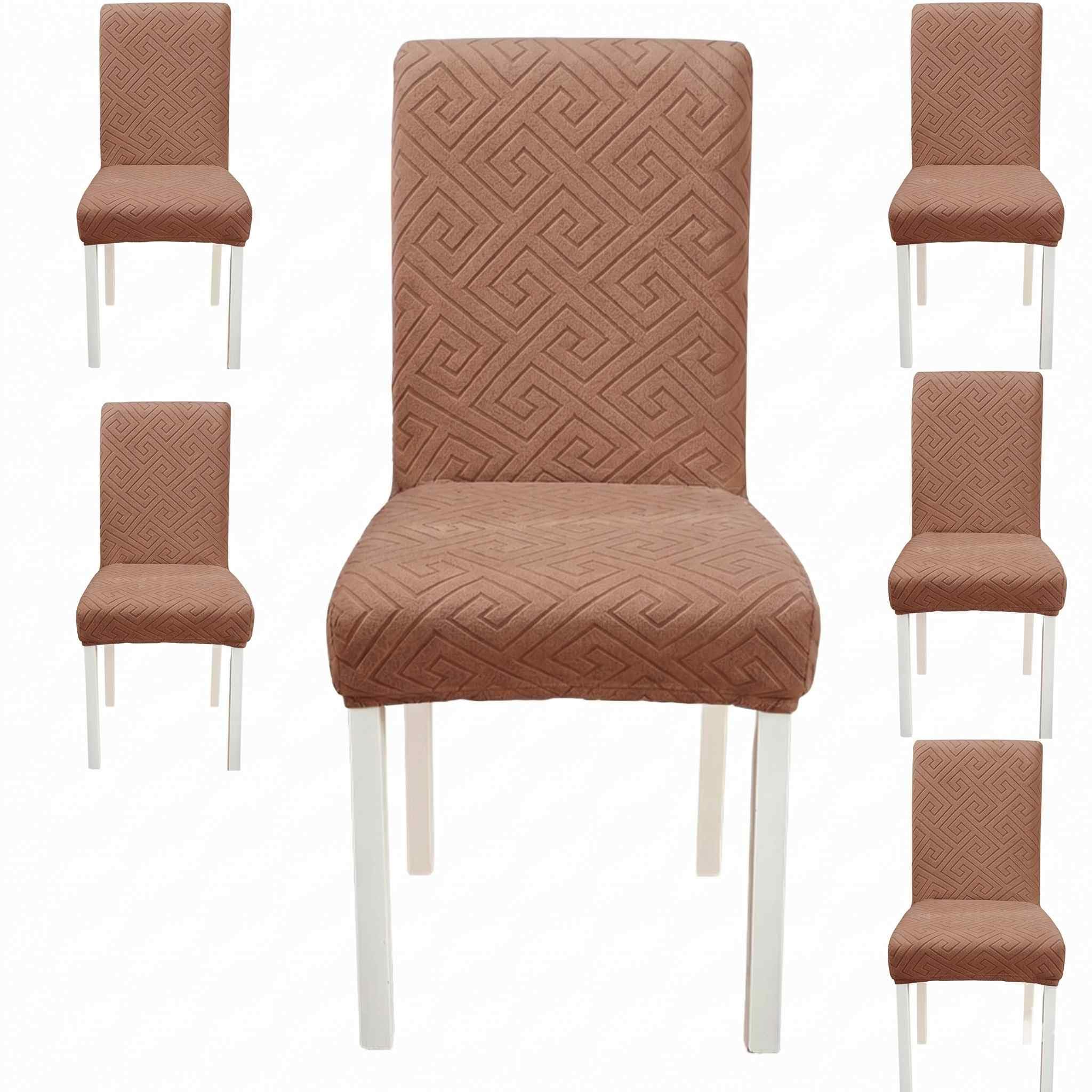Styleys Elastic Chair Covers - 6 Pack Taupe -26