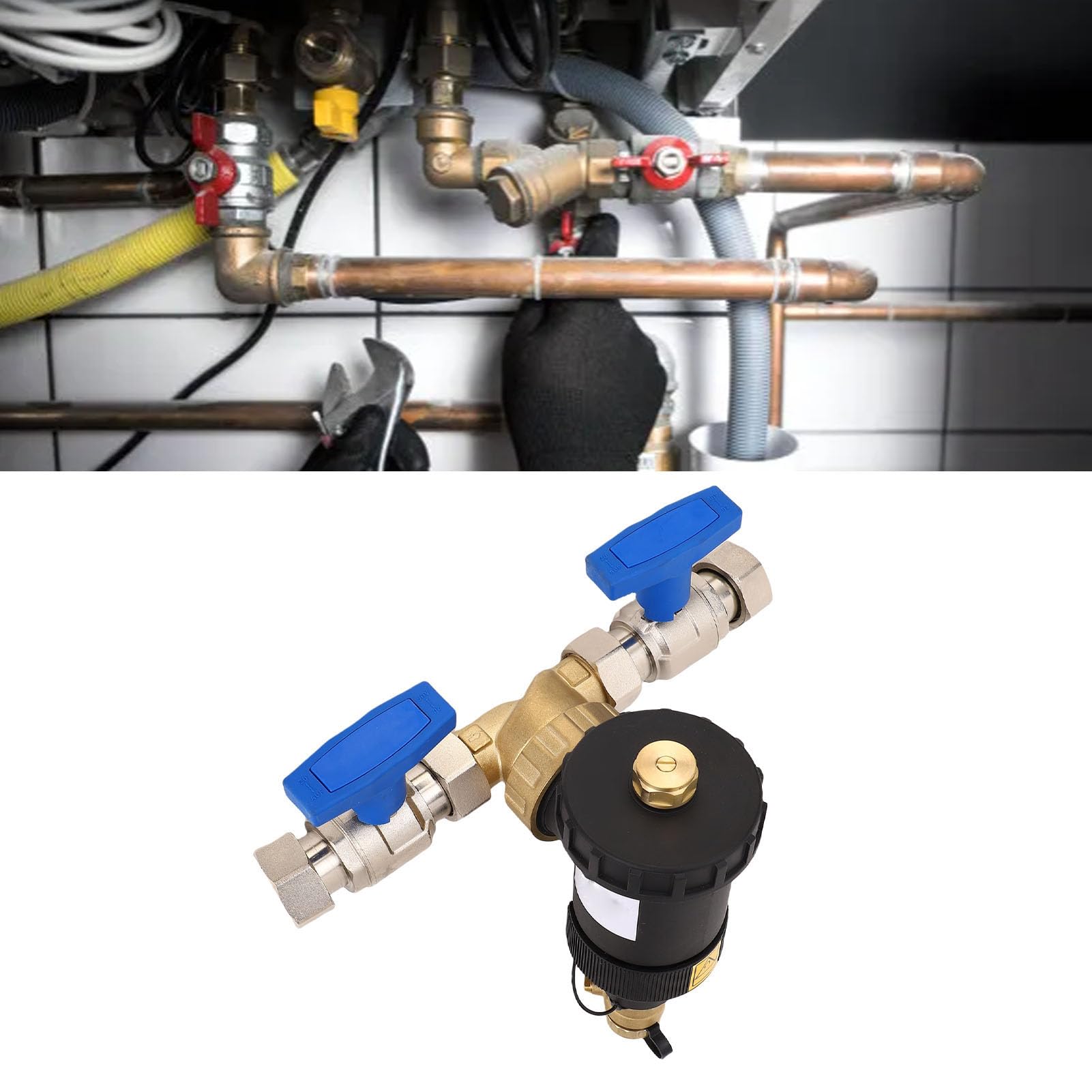 Connecteur de 3/4 Pouces Connecteur de Filtrage 5 μm Filtrage en Laiton Filtre de Chaudière Magnétique avec Séparateur Magnétique pour Mur