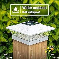 Vista 6 de VOLISUN Luces solares para exteriores de 4 x 4/6 x 6 pulgadas, de madera/vinilo, para patio, jardín, blanco cálido con 2 modos de iluminación