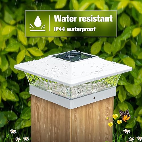 Miniatura 6 de VOLISUN Luces solares para exteriores de 4 x 46 x 6 pulgadas, de maderavinilo, para patio, jardín, blanco cálido con 2 modos de iluminación