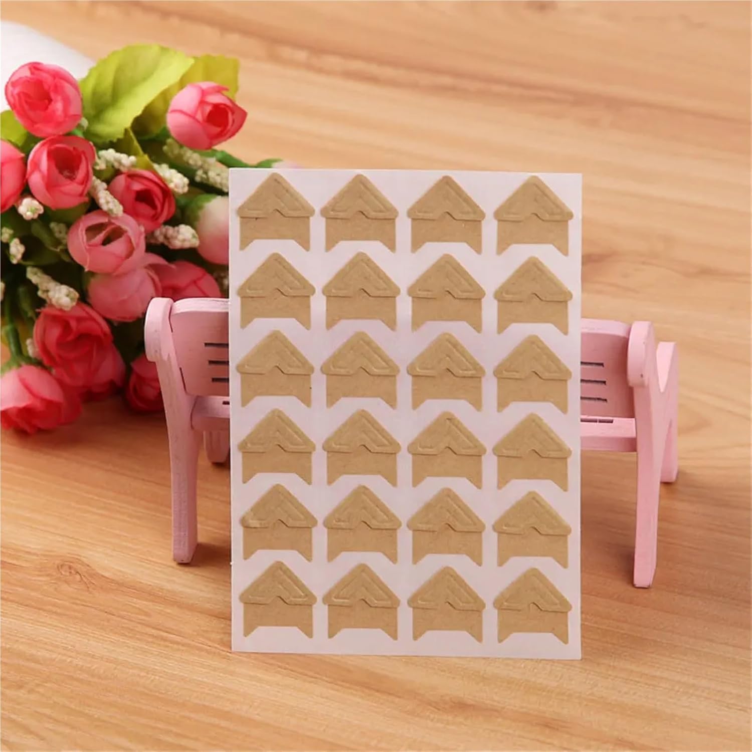 Photo Corners Self Adhesive 6Sheet Corner Stickers DIY Vintage Kraft Paper Scrapbook Self-Adhesive Photo Album Accessories Home Decor(Silver-Black)
