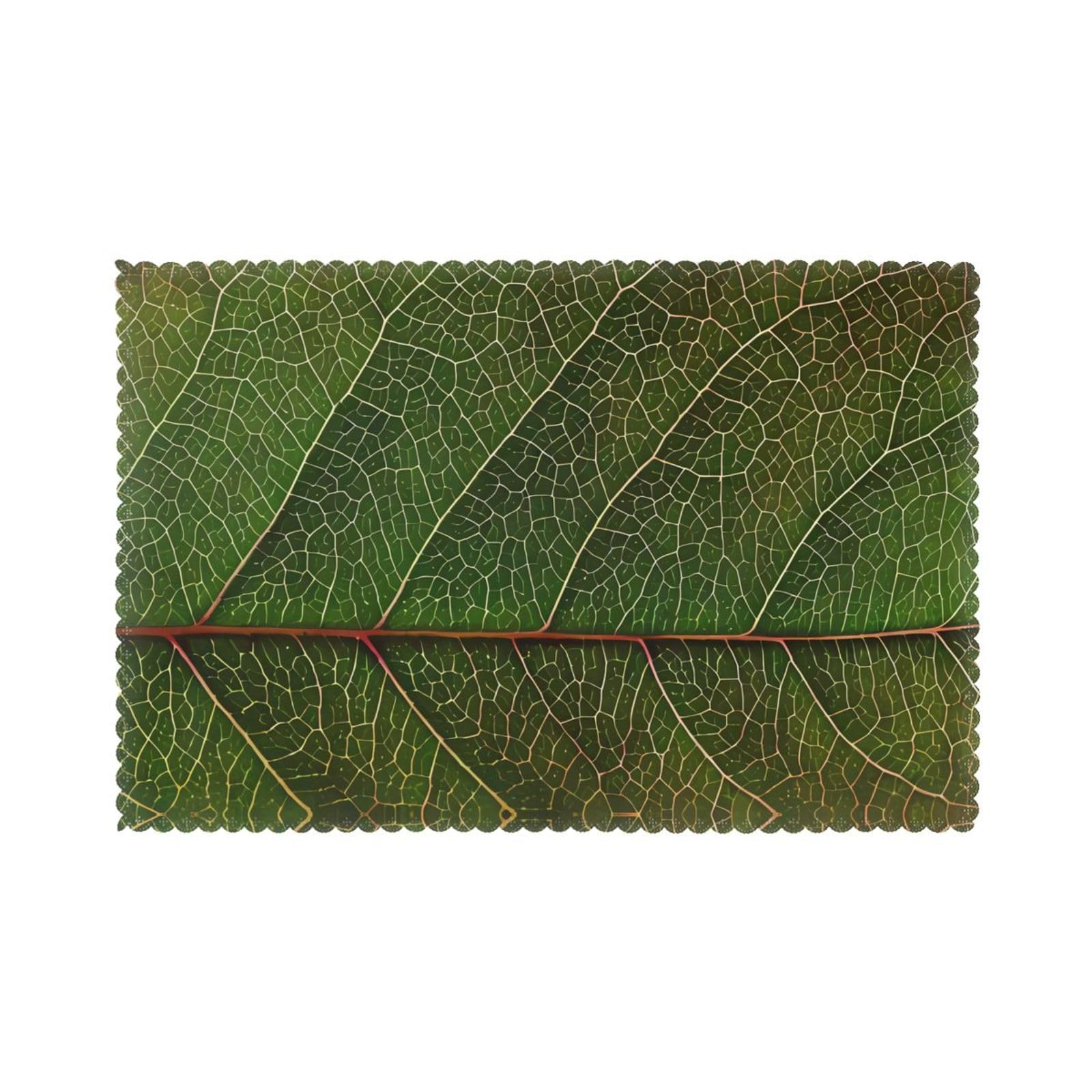 HJFCZH Green Leaf Texture Veins Prints Placemats Set of 6 12x18in – Durable Table Layers with Heat-Resistant & Stylish Prints