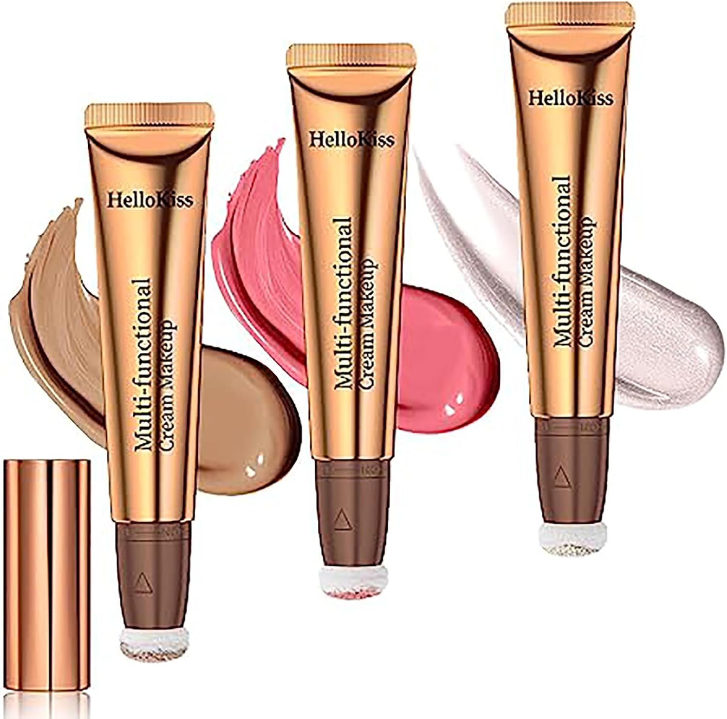 3pcs Liquid Contour Beauty Wand, Liquid Blusher Highlighter Contouring Stick Set With Cushion