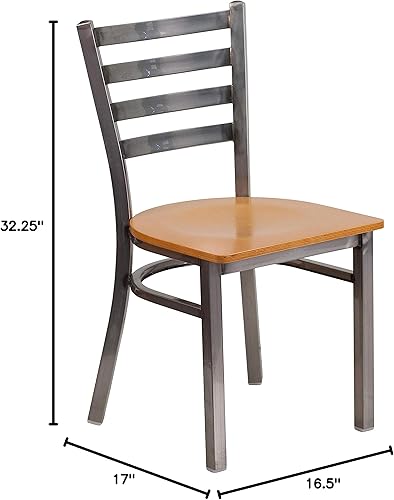 Miniatura 84 de Flash Furniture Hercules Series Silla de restaurante de metal con respaldo de escalera transparente - Asiento de vinilo negro Asiento de vinilo