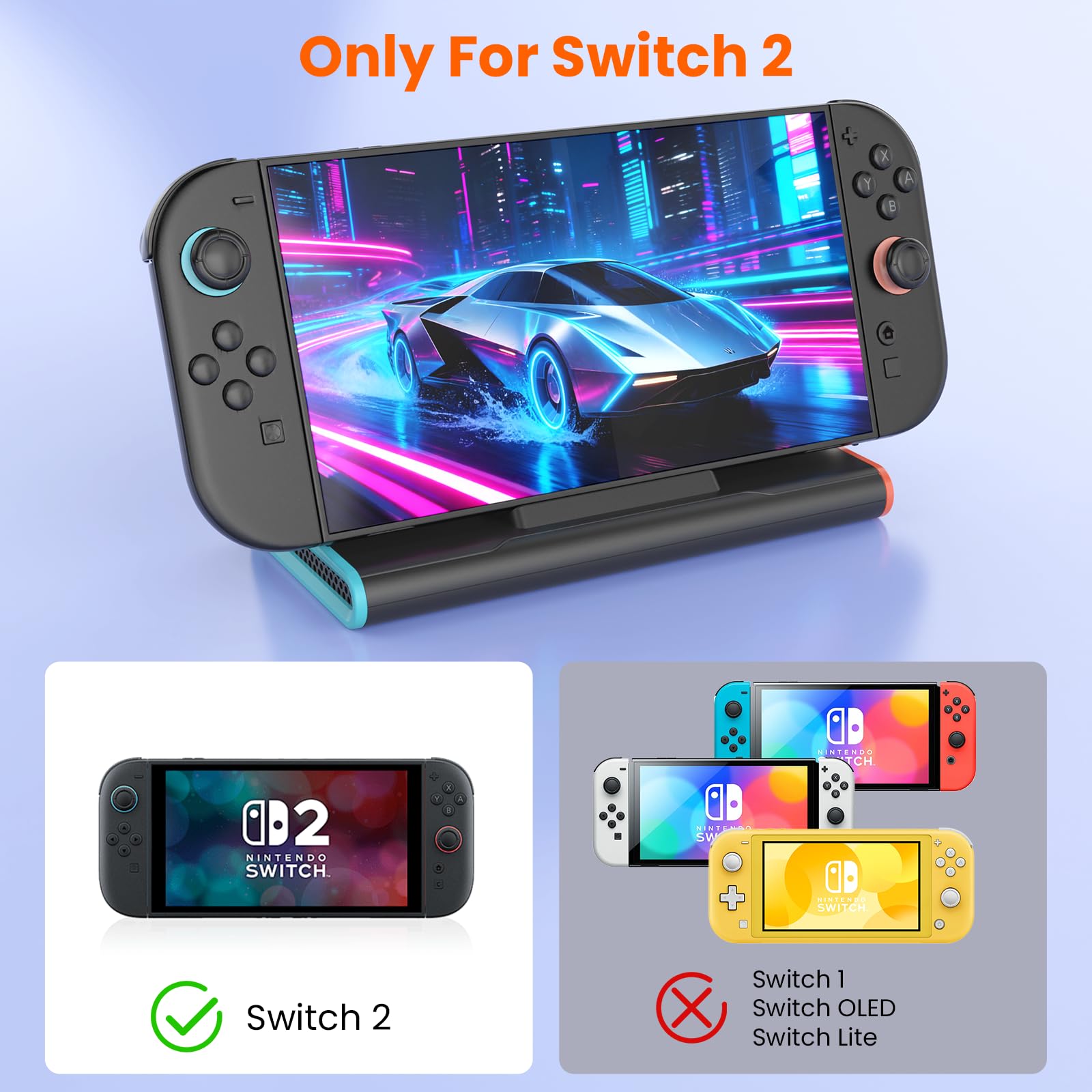 Switch 2 TV Dock Portatile Base Support Compatibile con Nin-tendo S-witch 2,Dock Switch 2 Adaptador TV Hub con 4K@120Hz HDMI + 100W Carga Entrada + 3XUSB3.0,Portátil Docking Station Cargador S-witch 2
