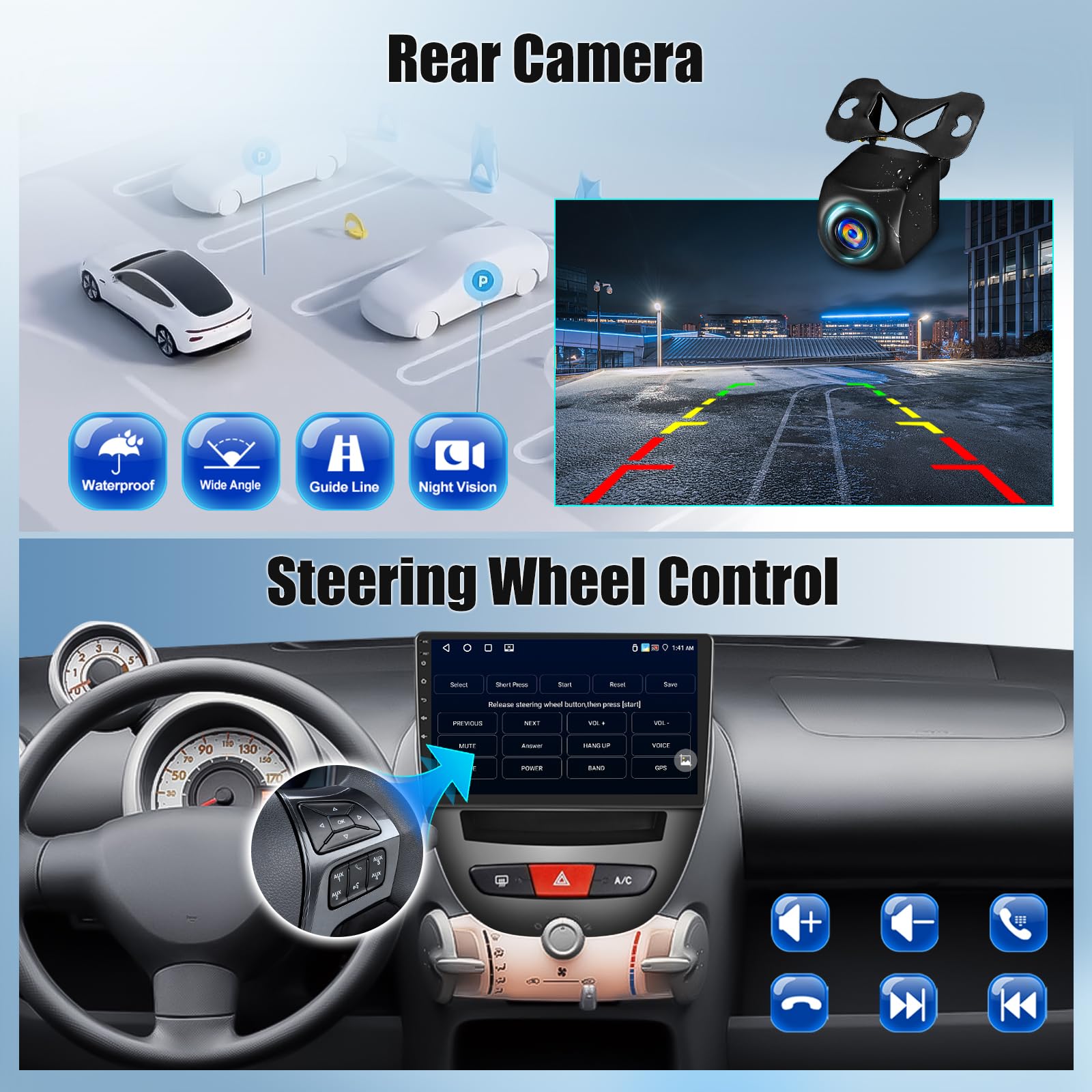 OiLiehu 4+64GB Android 13 2 DIN CarPlay Android Auto para Peugeot 107/Citroën C1/Toyota Aygo (2004-2014) Pantalla de 10,1 Pulgadas Mirror Link Bluetooth FM/RDS GPS WiFi SWC EQ Camara Marcha Atras