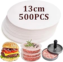 500 Sheets Non-Stick Burger Paper, 13 cm, Round Burger Paper, Wax Paper, Non-Stick Patty Paper Sheets, Release Paper for Burger Press, Patty Separate and Cheeseburger
