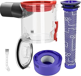 Staubbehälter Ersatz kompatibel mit Dyson V7 V8 SV10 SV11, verbesserter Auffangbehälter mit HEPA Filter & Vorfilter + Reinigungsbürste, Kanister Staubeimer Ersatzteile Teilenummer 967699-01