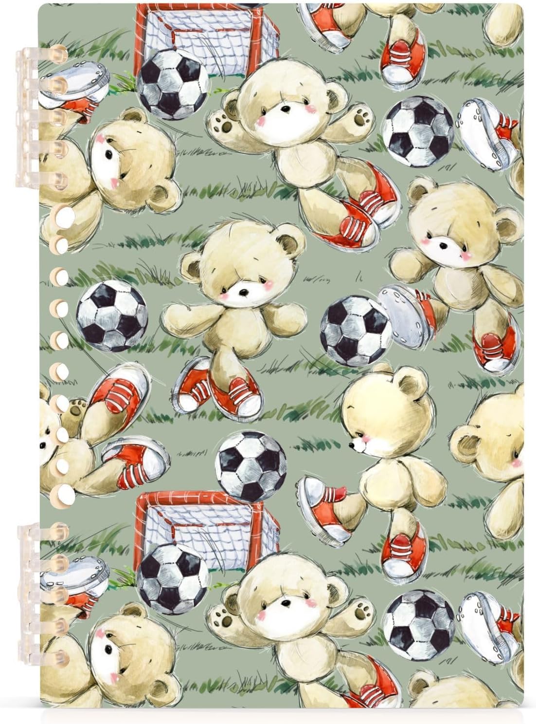 SPRIPORT Cutebear Football Spiral Journal Notebook for Women Men A5 Memo Notepad Sketchbook with Durable Hardcover & 60 Pages Diary Spiral Book for Journaling Notes Study School Work Boys Grils