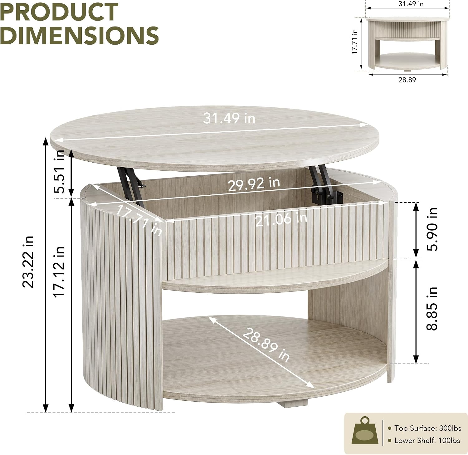 Product dimensions diagram