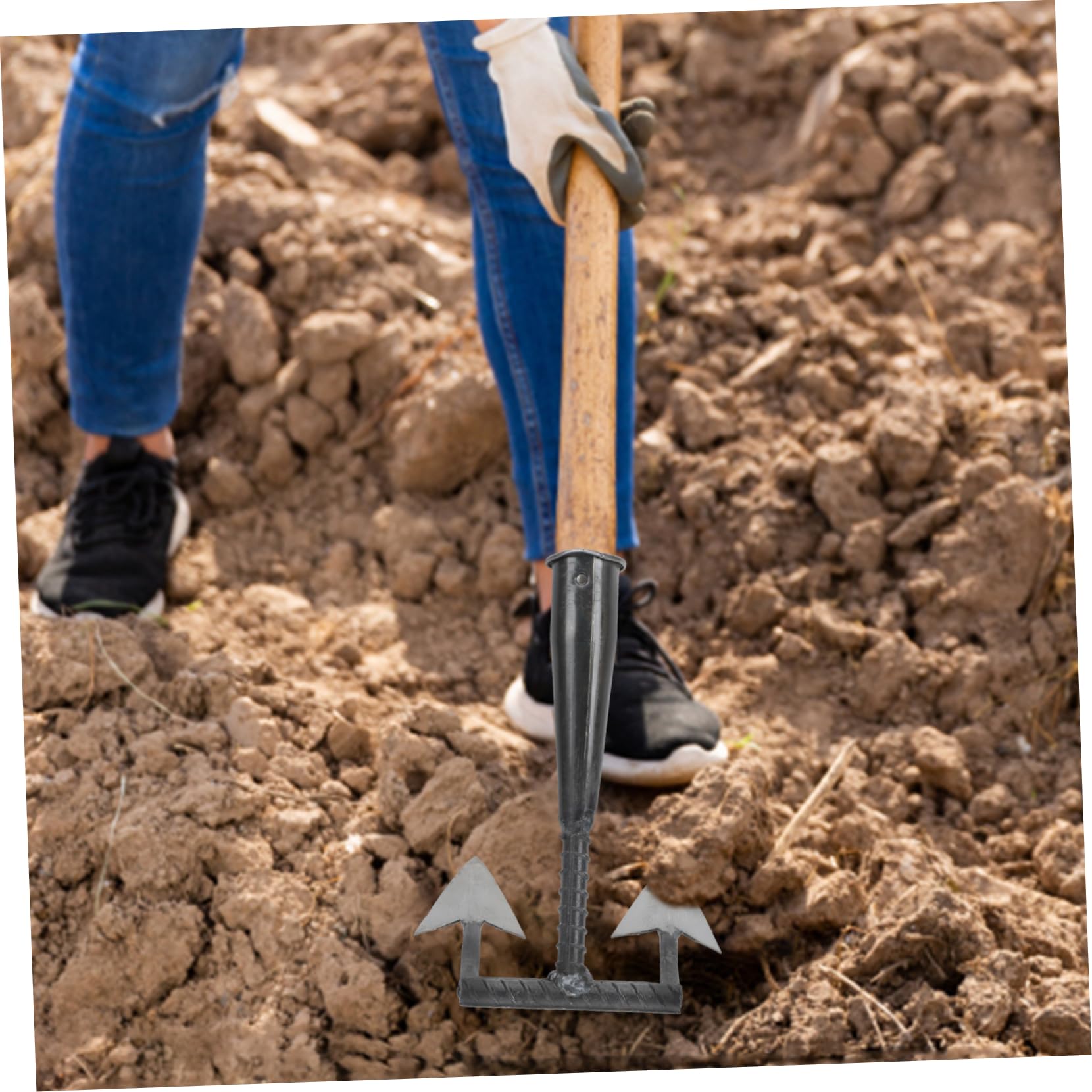Kisangel Azada Triangular Duradera para Jardinería Herramienta Manual para Plantar Flores Zanjas y Abonar Diseño Integral Resistente para Huertos y Invernaderos