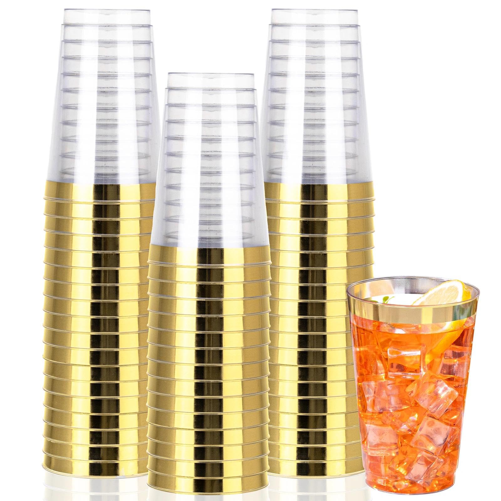 I00000 100 Pack 14 oz Gold Plastic Cups, Gold Disposable Cups Tumblers, Disposable Plastic Wine Glasses Cocktail Glasses Perfect for Party & Wedding — Amazon image 11