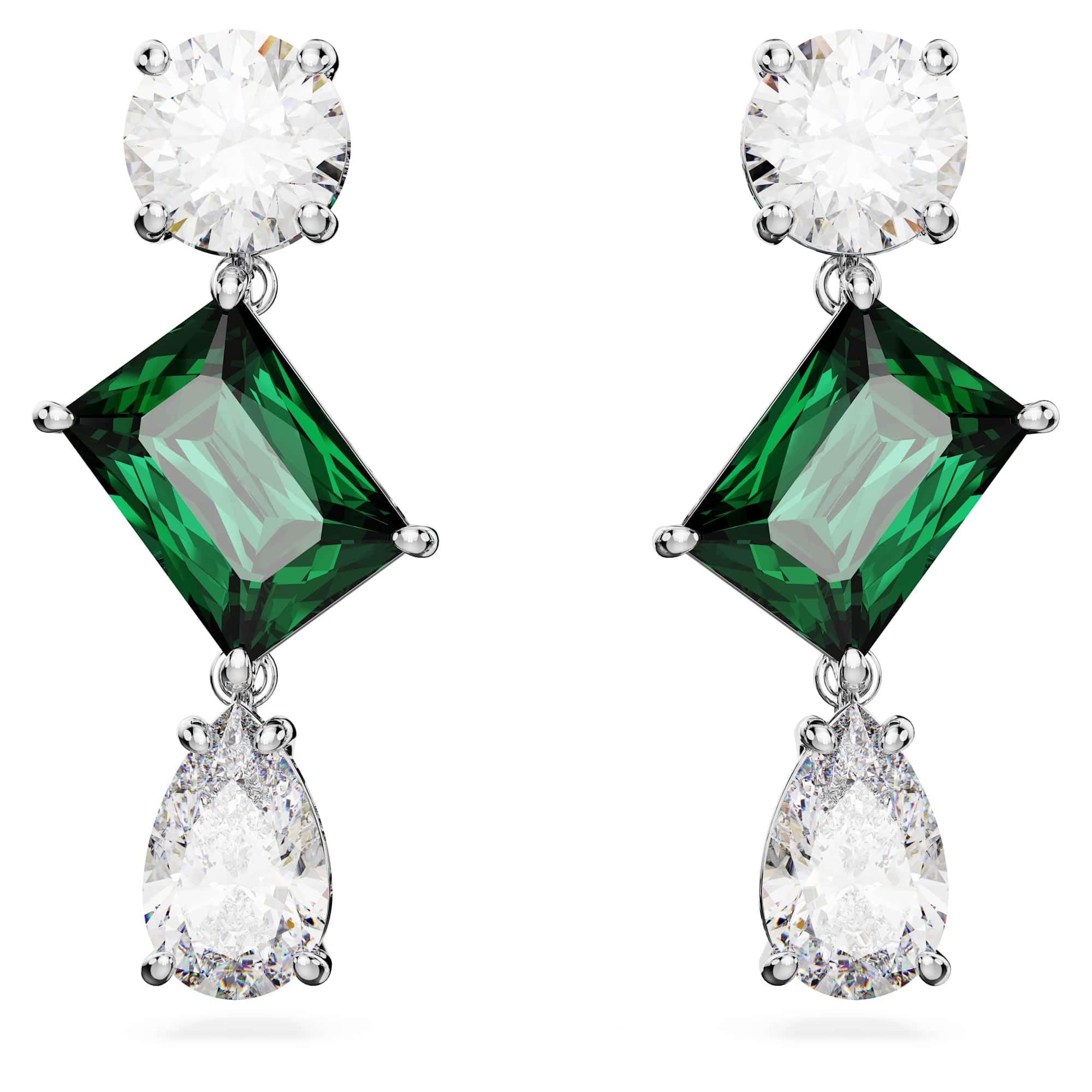 Swarovski Mesmera Drop Earrings with Multi-Coloured Crystals in Mixed Cuts, Rhodium Plated Settings, from the Swarovski Mesmera Collection