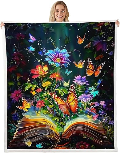 Miniatura 18 de Rustic Sunflowers Throw Blanket,Spring Florals Butterfly Bed Plush Blanket for Living Room Decor,Ruatic Farmhouse Style Couch Bed Sofa Soft Cozy