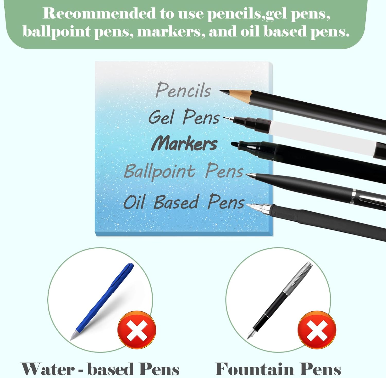 BAYTORY 200 Sheets Glitter Transparent Sticky Notes, 3 x 3 Clear Memo Pads, Translucent Self-Stick Note, See Through Self-Adhesive Note for Bible Accessories (Gradient Color) - Image 6