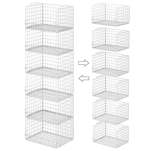 6-Tier Stackable Closet Organizers and Storage Basket - Foldable Closet