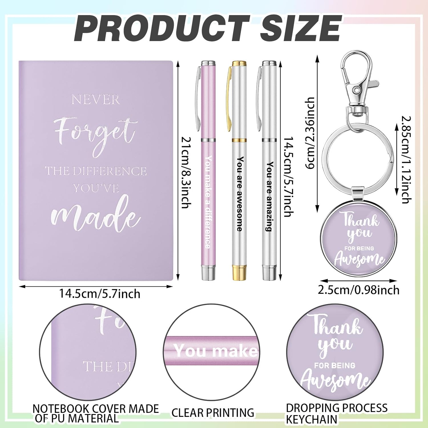 Geiserailie 7 Pcs Workiversary Gifts for Women Employee Appreciation Gift Thank You Gifts Workiversary Box Include 20oz Tumbler Notebook 3 Pens and Keychain for Office Coworker Employee(Purple)