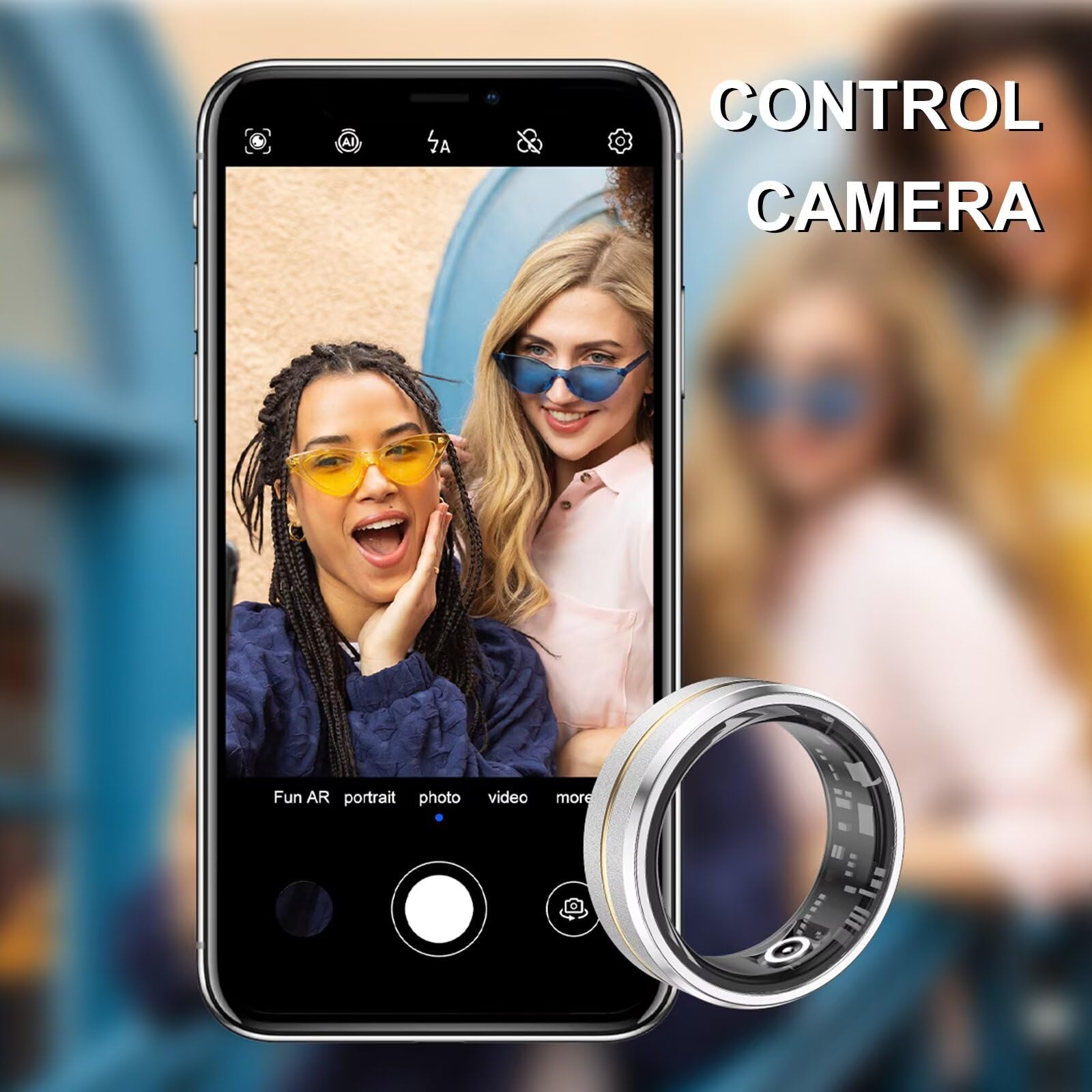 Smart Ring Herzfrequenz Fitness Tracker Ring Android IOS Smartringe Herren Damen Schlaftracker Schlaf Tracker Smartring Fitnessring Schrittzähler Fitnesstracker Gesundheitsring Pulsmesser Gold Silber