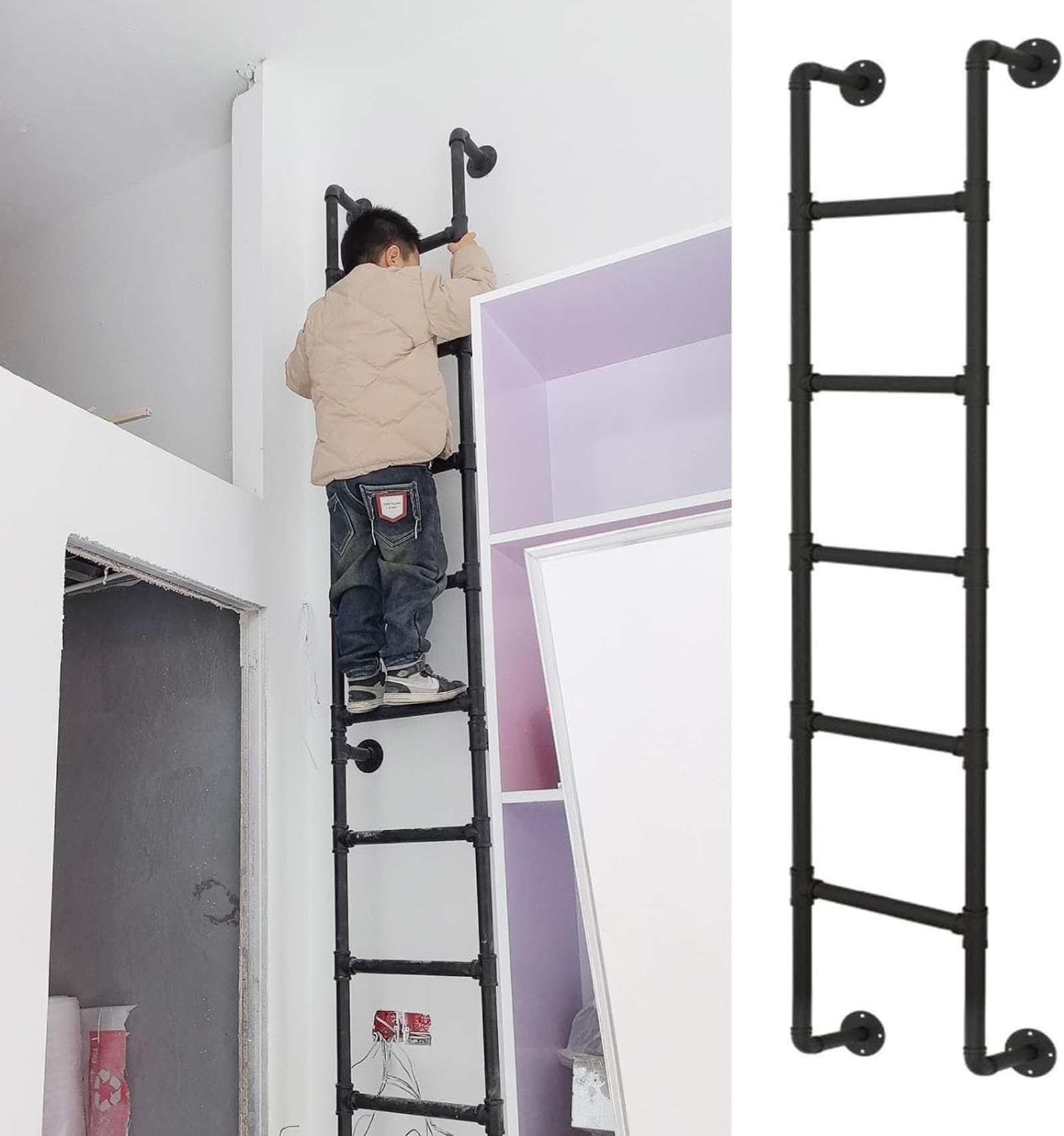 Échelle de dortoir en métal pour accès sécurisé au lit superposé d'un loft
