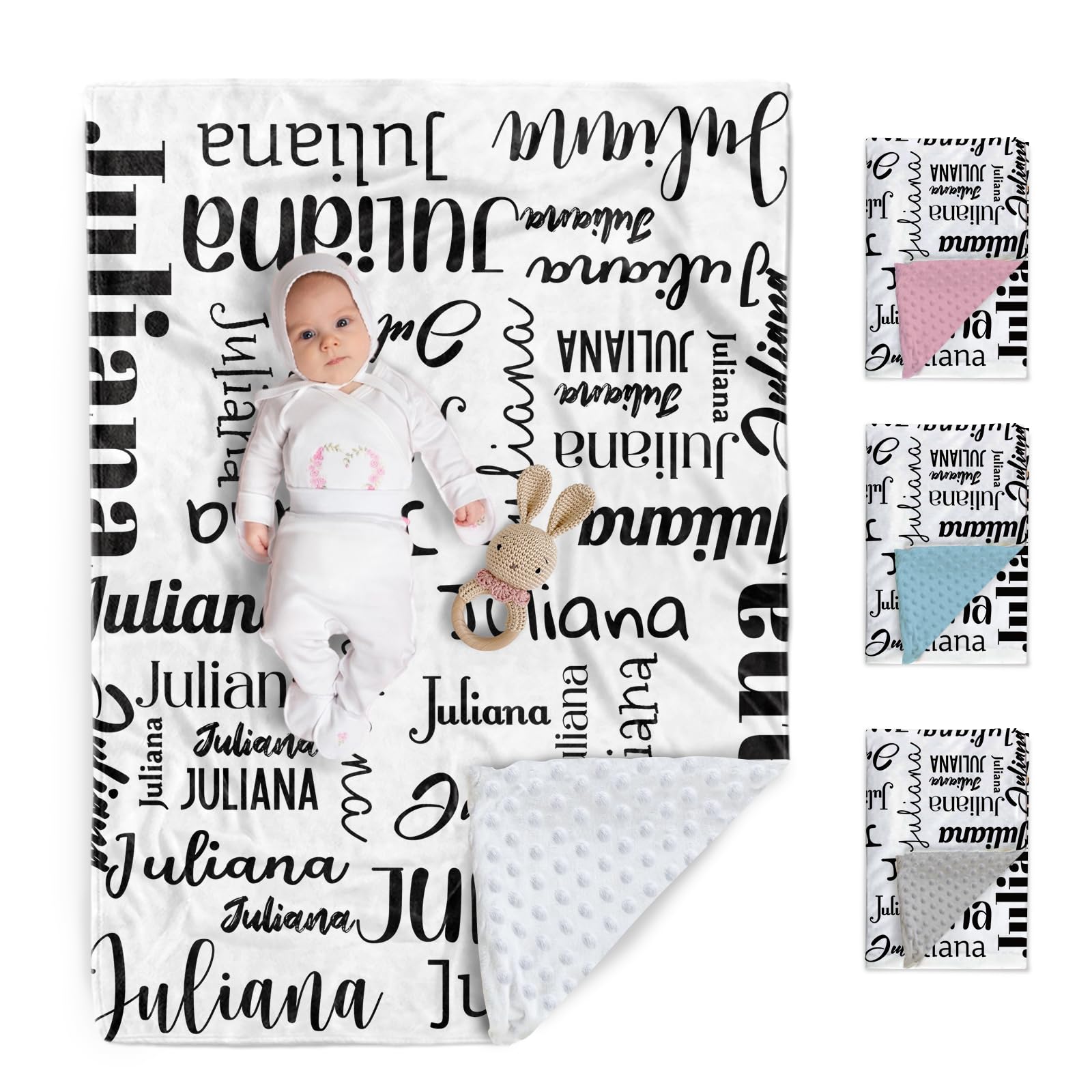 Duckbe Custom Name Baby Blankets, Personalized Infant Throw Blanket for Newborn, 30