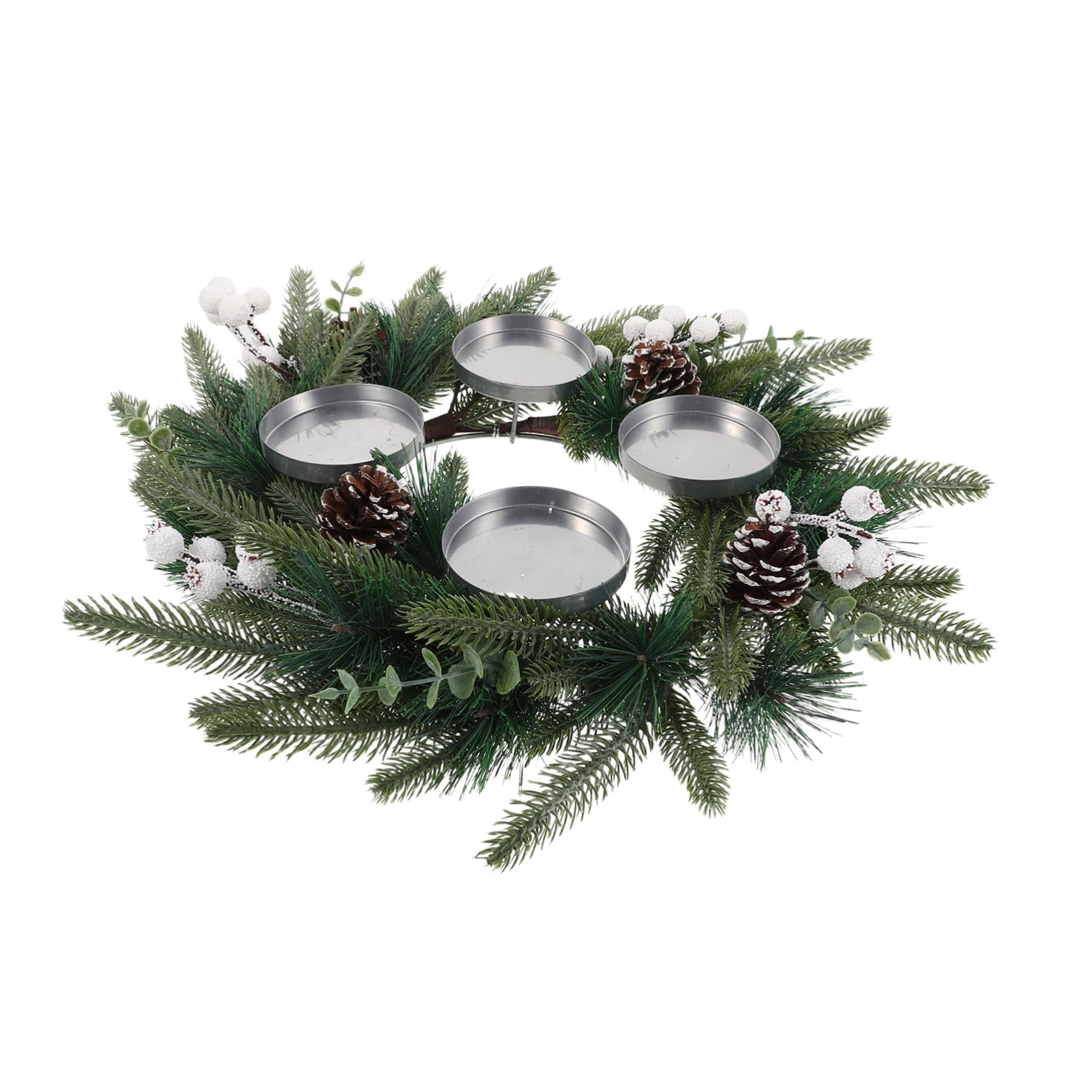 Couronne de l'Avent artificielle pin bougeoir centre table Noël fausse pomme