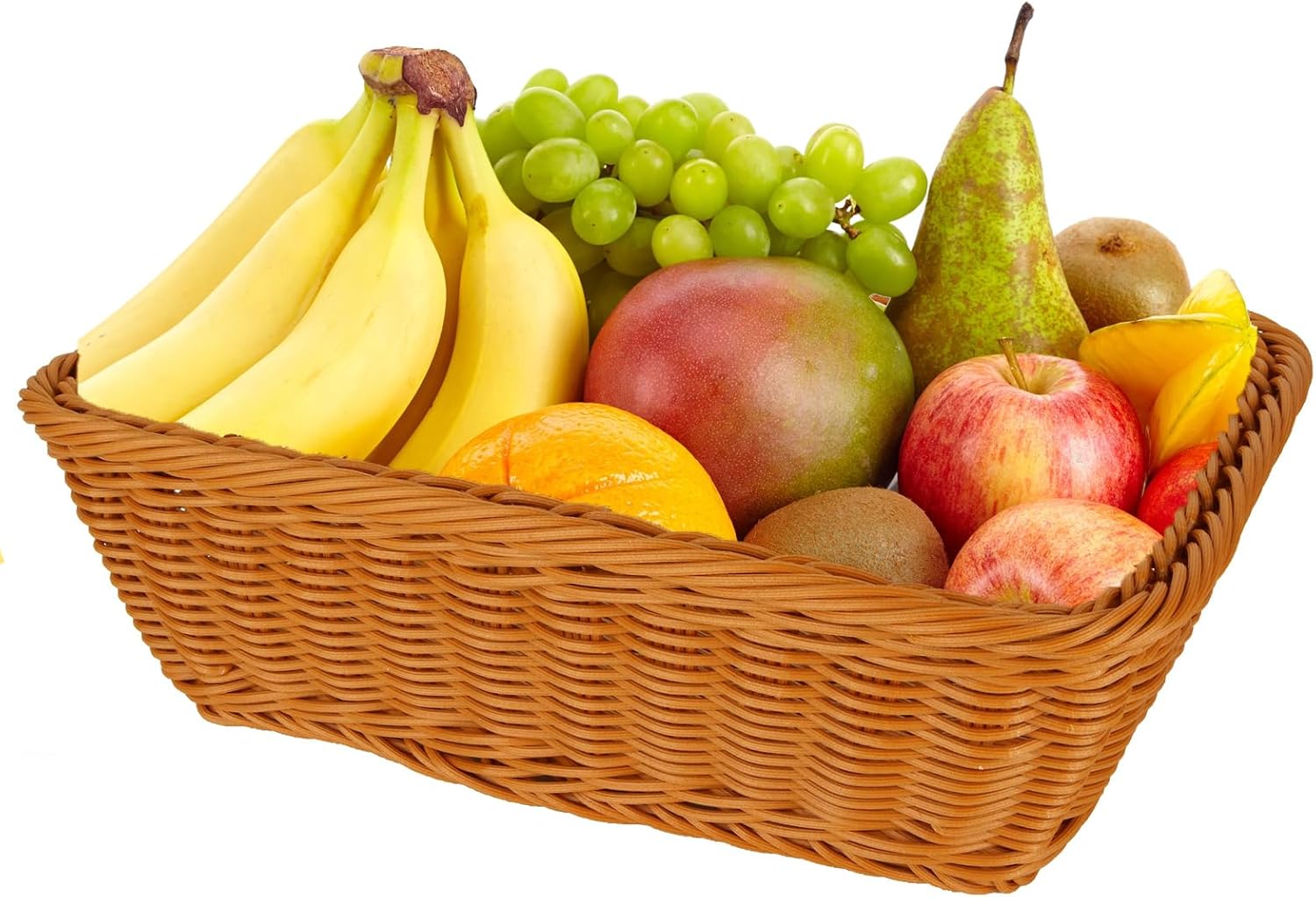 4 Pack Poly Wicker Storage Basket - 11.8 Inch Imitation Rattan Storage Basket - Small Flat Wicker Storage Basketsr for Daycare Fruit, Bread, Bathroom