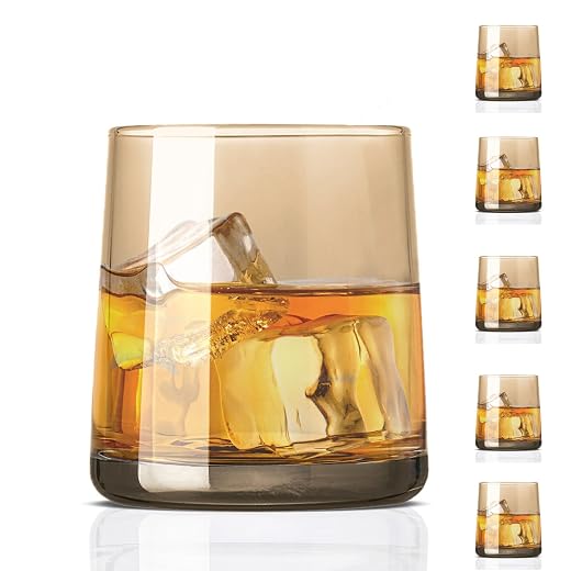 Laurel & Nash Old Fashioned Cocktail Bar Whiskey Glasses Set of 6 - Juice Glasses - Whiskey Glass Set 8 oz - Bourbon Glasses for Men - Short Glass Cups
