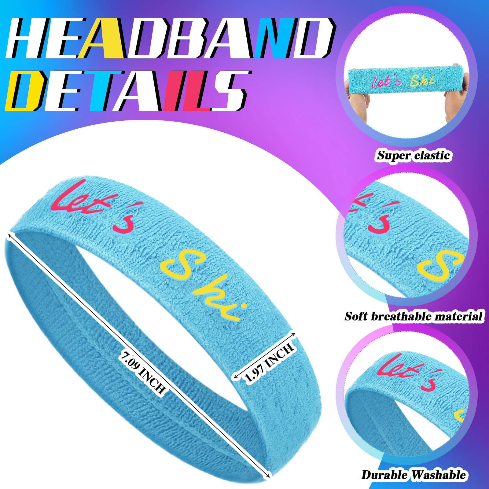 Amazon.co.jp: Civaner 9個 80年代 90年代 スキー ネオン ヘッドバンド