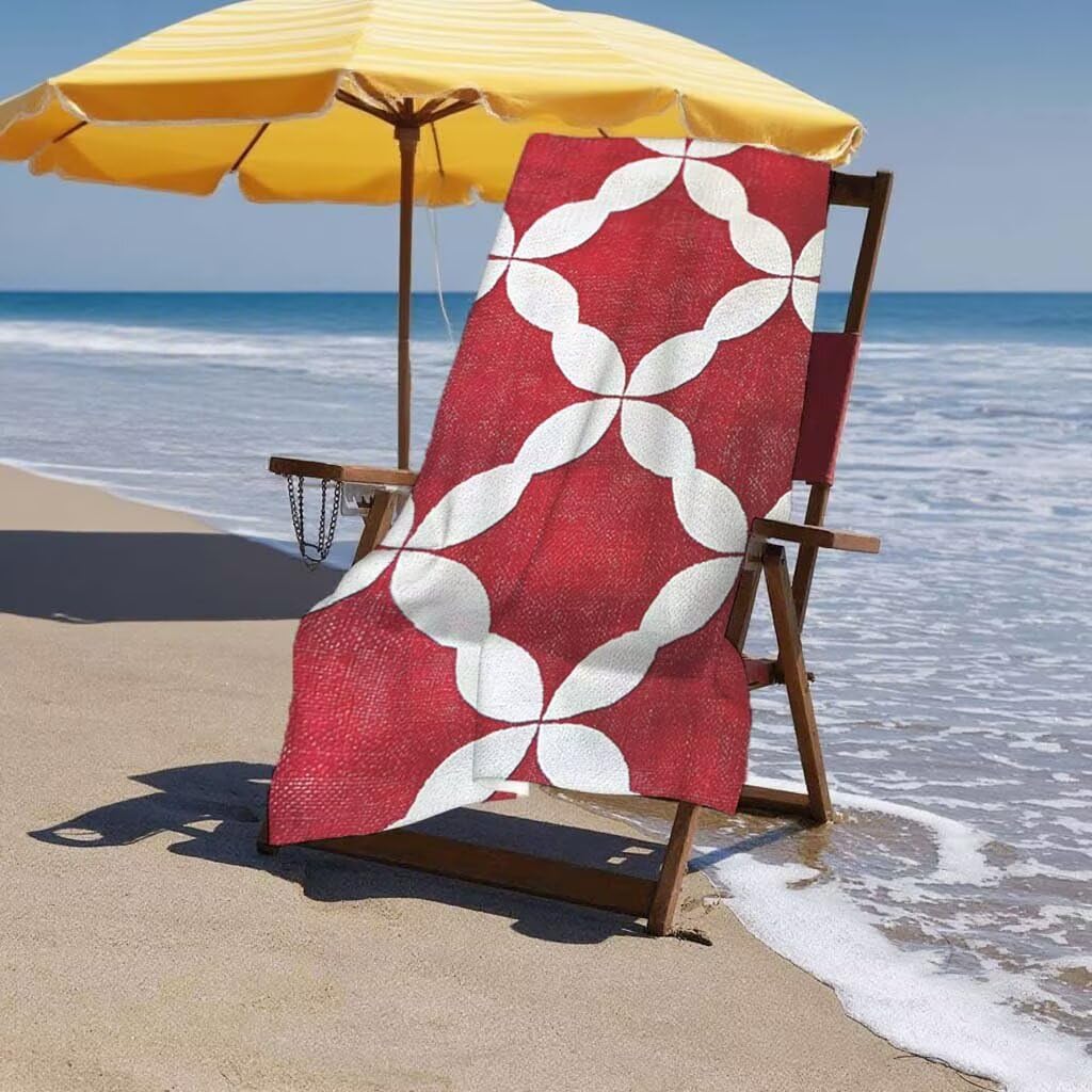 Telo Mare XXL 100x200cm/35x70cm, 2 Set Telo Mare Microfibra Rosso Asciugamano Palestra Uomo, Antisabbia, Leggero, Asciugatura Rapida, Teli da Spiaggia Grandi Accessori per Camping Natation Yoga I-31