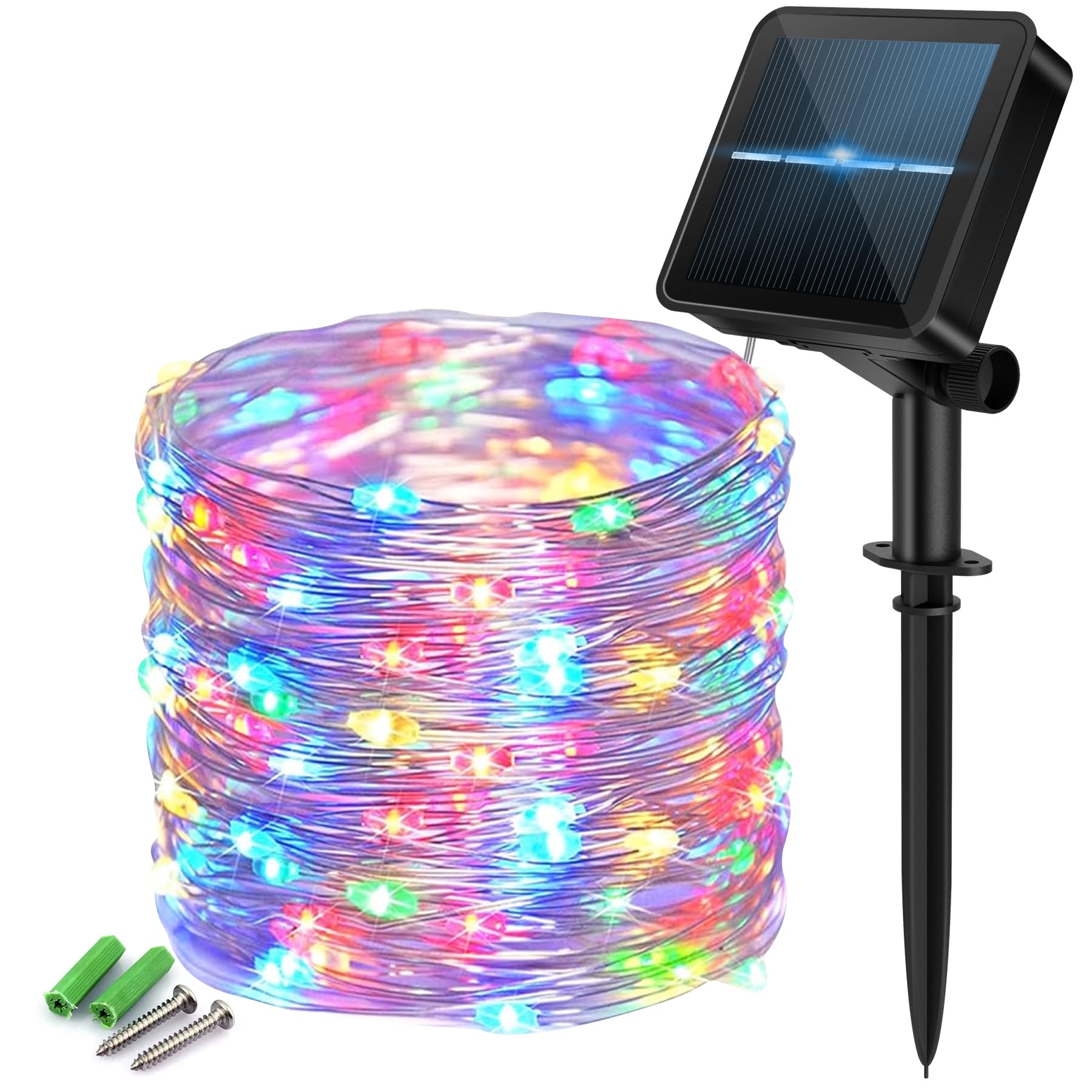 120 LED Solar Fairy Lights Outdoor, 1 Pack Total 12M/ 40Ft 120LEDS, 8 Modes with 8-Hour Timer, Outdoor Garden Lights, Waterproof String Lights, Suitable for Party, Camping, Decorations (Multi Color)