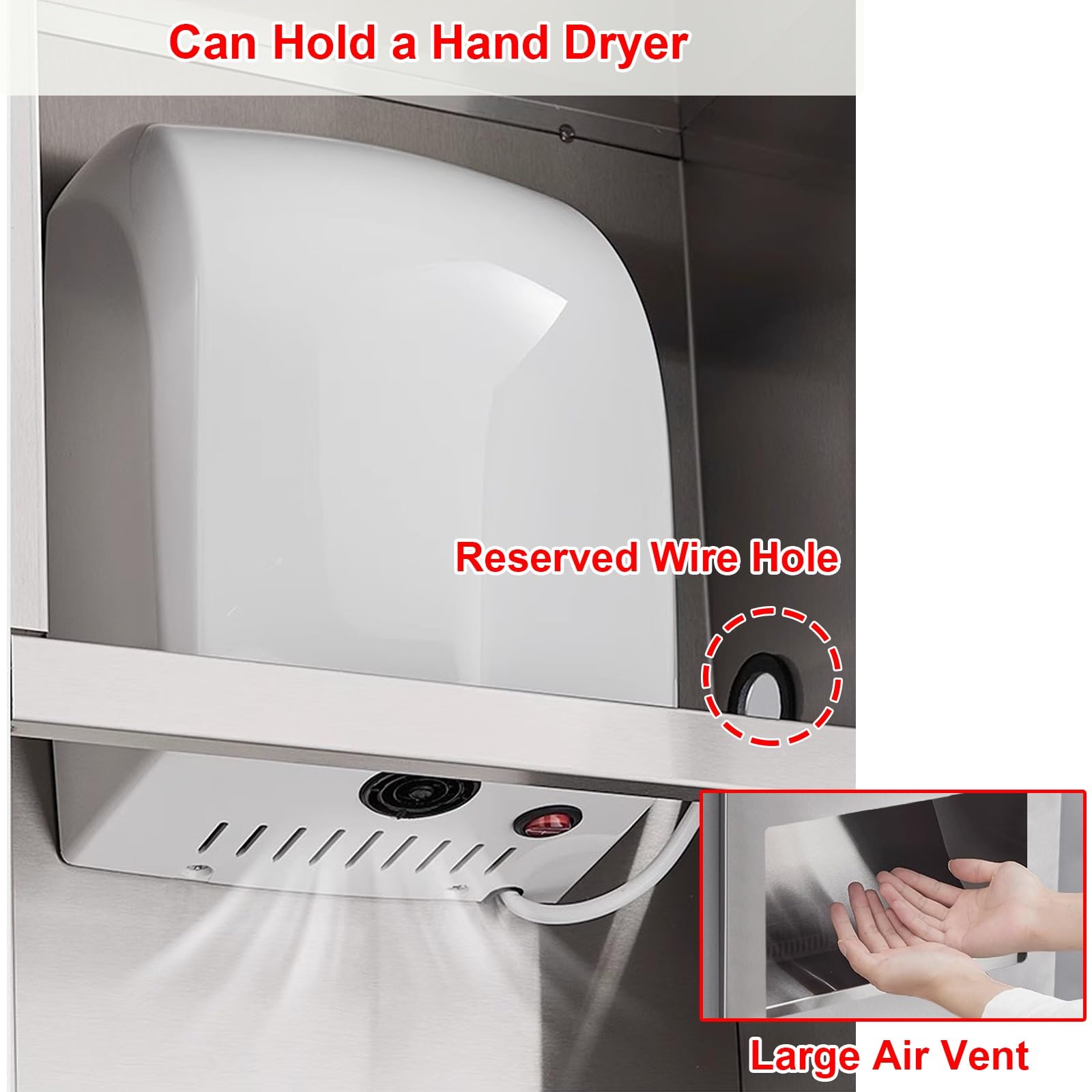 Dispensador comercial de toallas de papel con cubo de basura, acero inoxidable 304, soporte para toallas de papel de baño para baños de alto tráfico, diseño que ahorra espacio