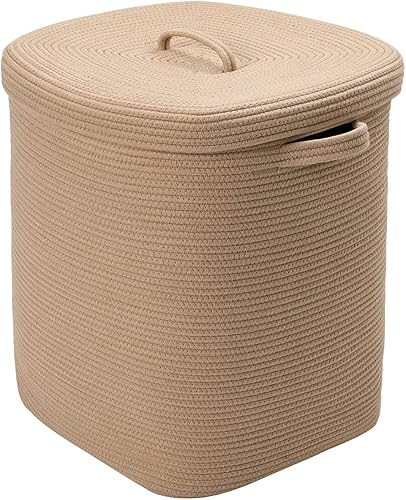 Miniatura 113 de Cesta de almacenamiento rectangular extragrande de 22 x 14 x 18 pulgadas con tapa, cesta de almacenamiento grande de cuerda de algodón, cesta