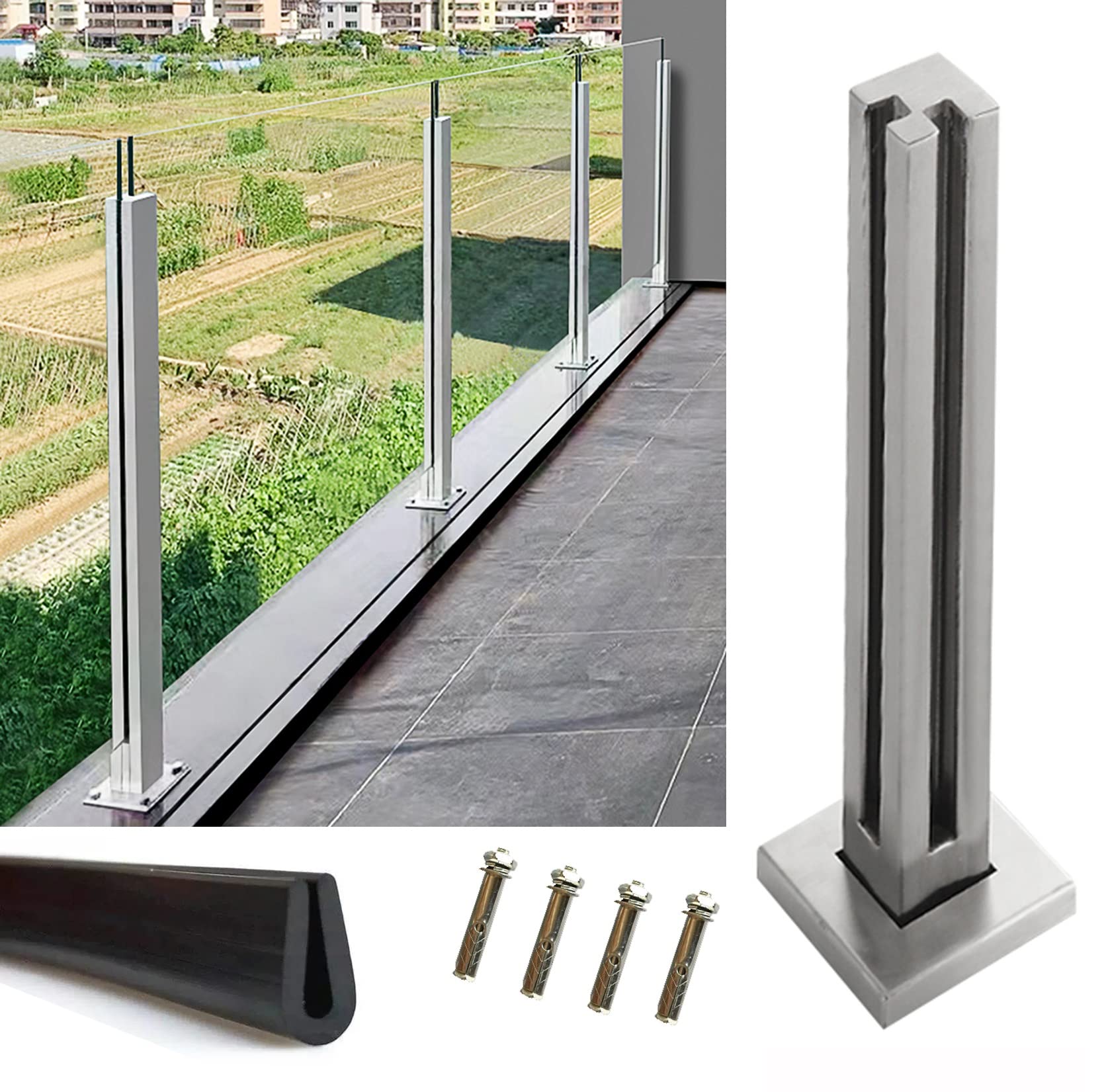 Poteaux de garde-corps carrés pour terrasse et piscine en verre