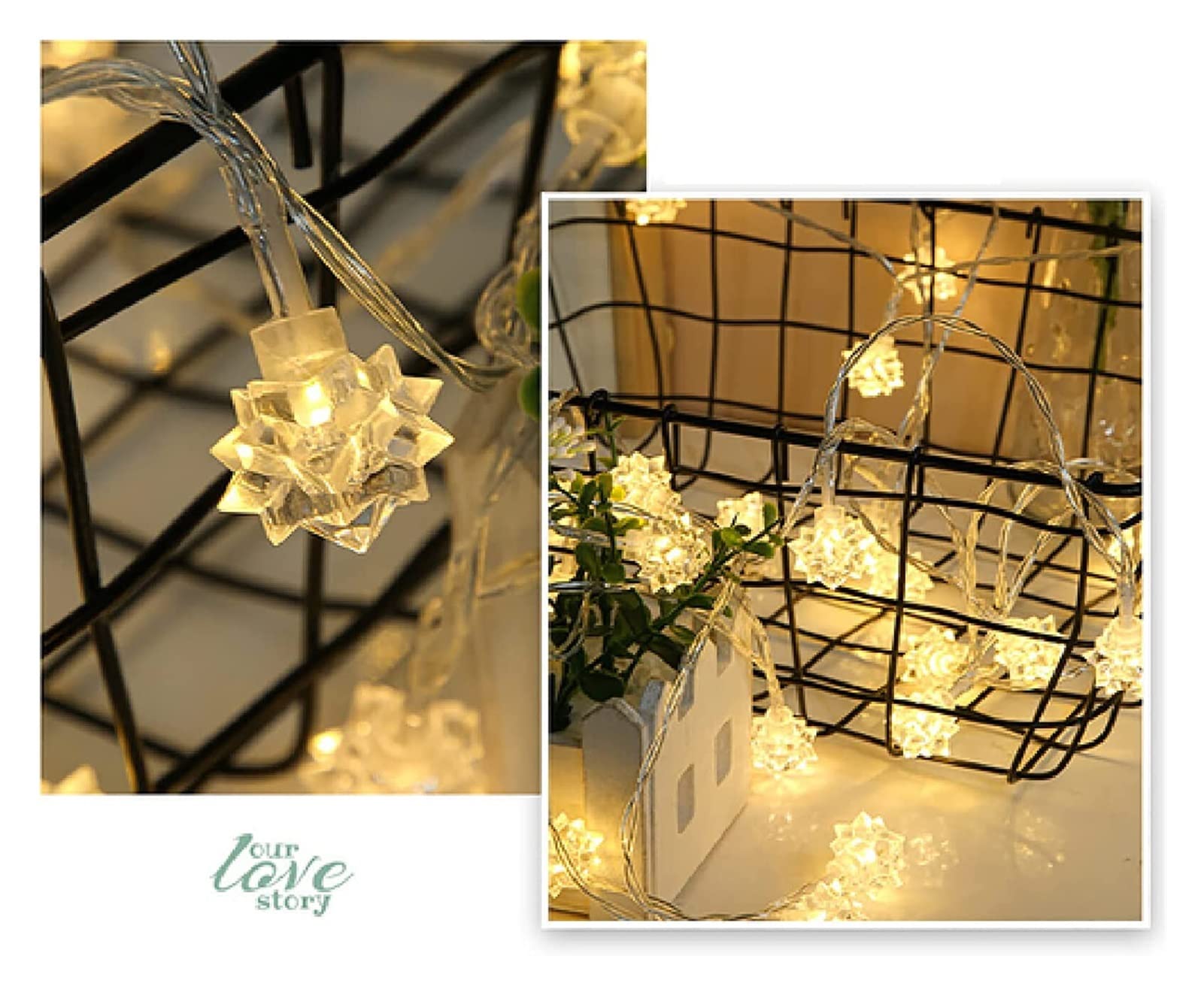 Ghirlande Luminose, Ornamenti Natalizi Extra Large for Esterni, luci a Fiocco di Neve(Warm White,3M)