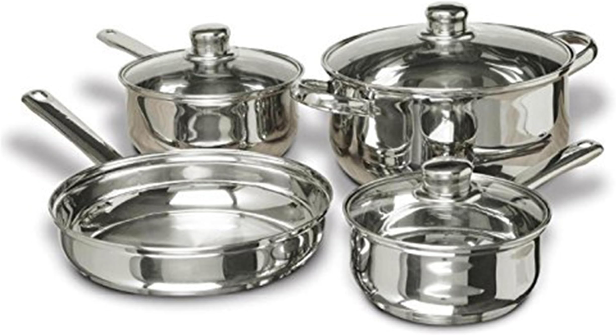 Cookware 7-Piece Stainless Steel Cookware Set, includes Pots and Pans