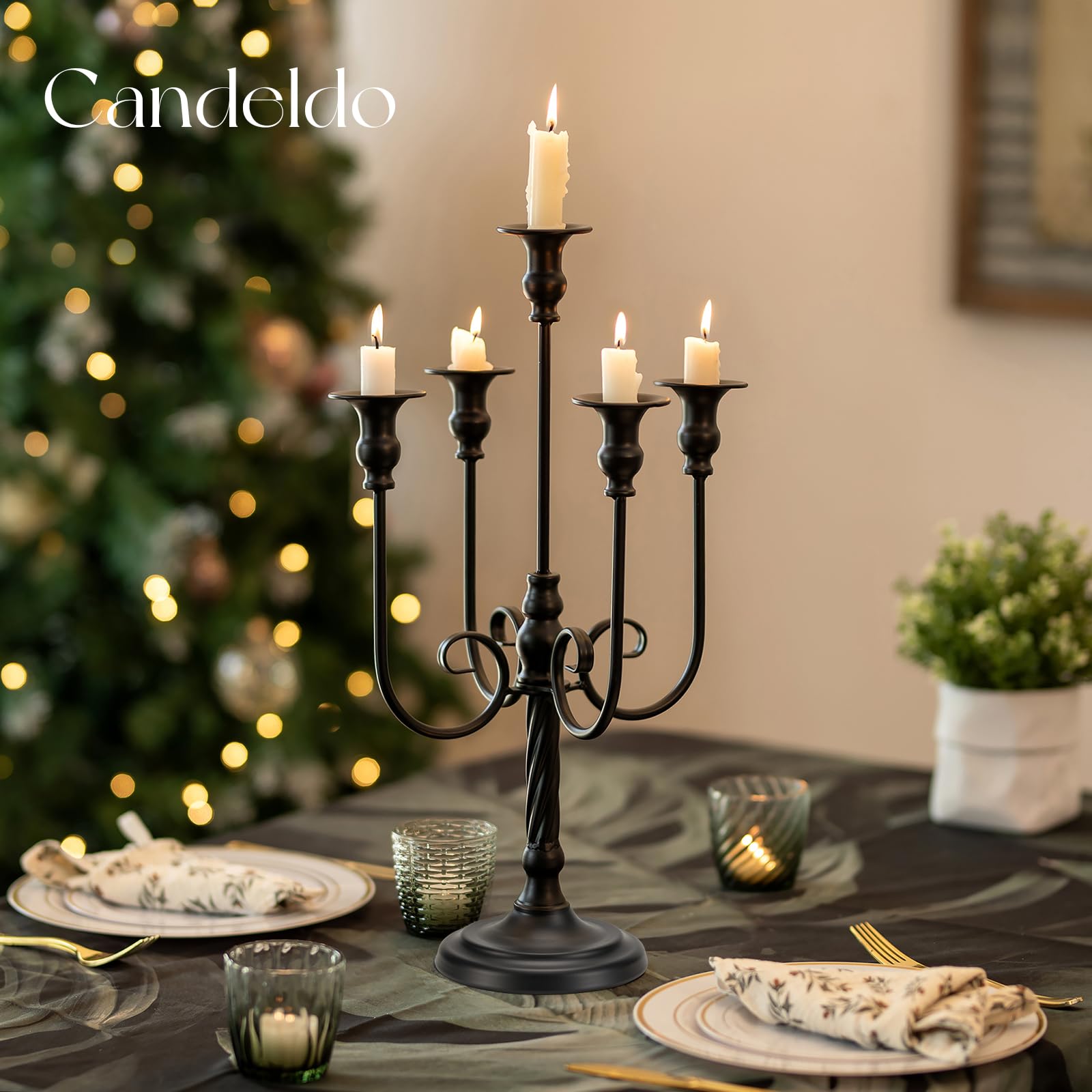 Candeldo Black Candelabra Halloween Decorations: 20 Inches Gothic