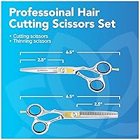 Vista 3 de Equinox International, Serie profesional de filo de afeitado - Juego de tijeras para cortar y adelgazar y texturizar el cabello, 6.5 pulgadas, acero