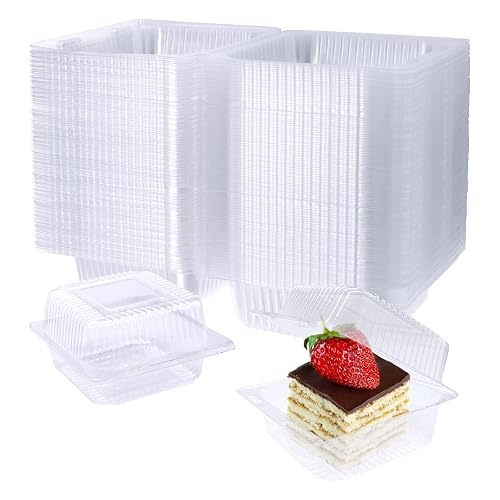 Jizvxe Clear Plastic Square Hinged Food Container 5.1 x 4.7 x 2.8