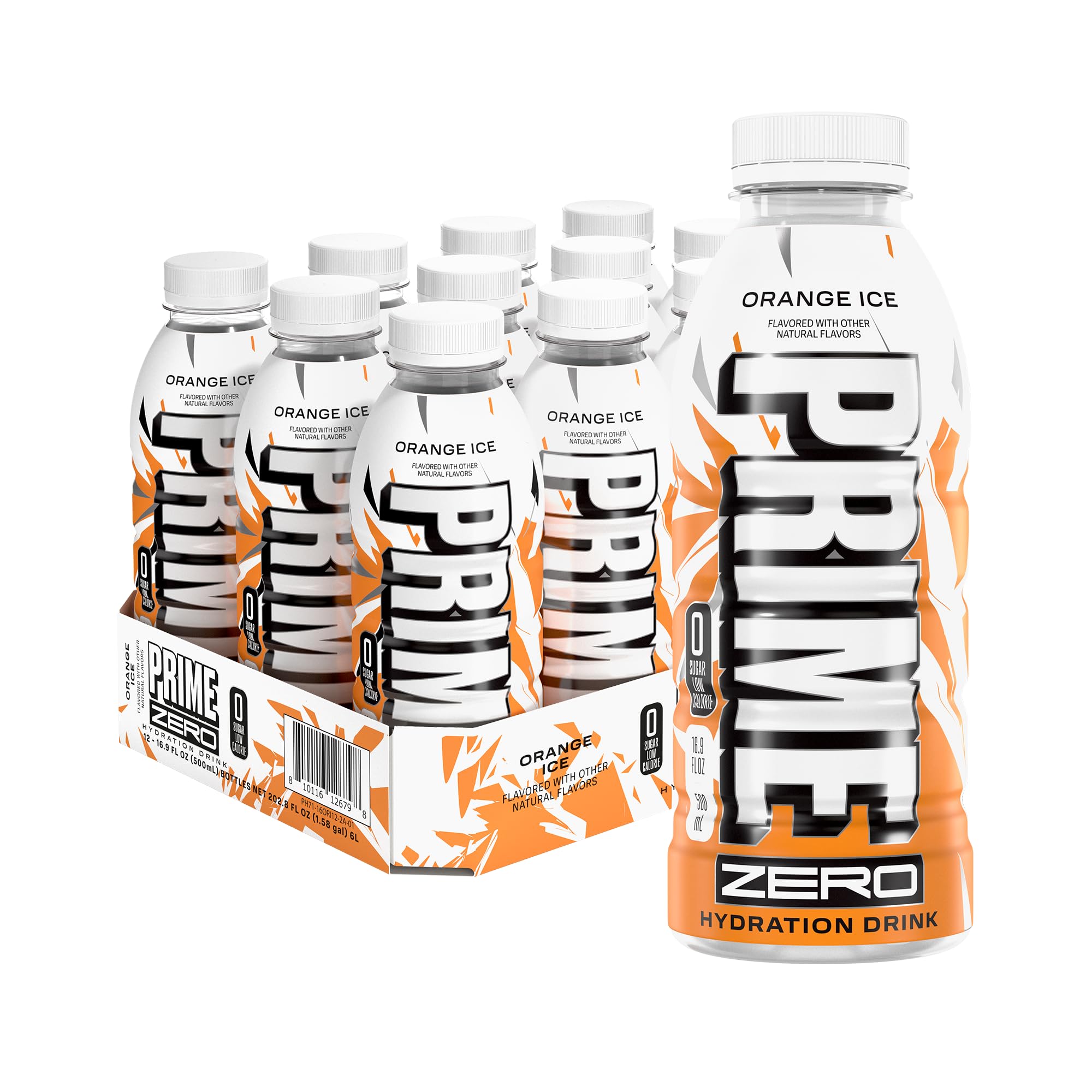 ICE ORANGE, Sports Drinks, Electrolyte Enhanced for Ultimate Hydration, 250mg BCAAs, B Vitamins, Antioxidants, Low Sugar, 16.9 Fl Oz, 12 Pack