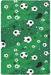 Abstract Football Soccer Green Crib Sheet for Boys Girls Stretch Baby Toddler Crib Fitted Sheets Soft Fitted Baby Mattress Cover Bed Sheet for Unisex Newborn Crib Mattress M