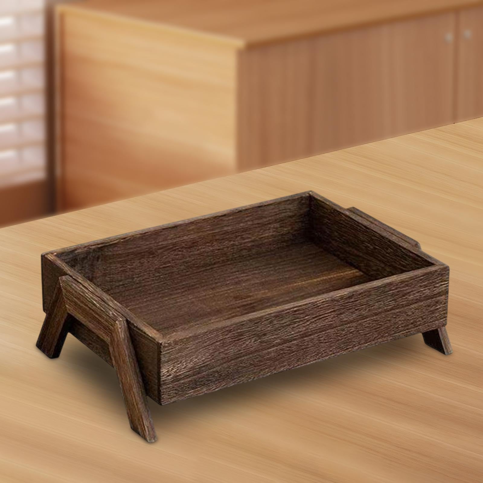 Bandeja de Servir de Madera, Superficie Lisa, Bandeja de Almacenamiento para Salón de Té, Cocina, Oficina.