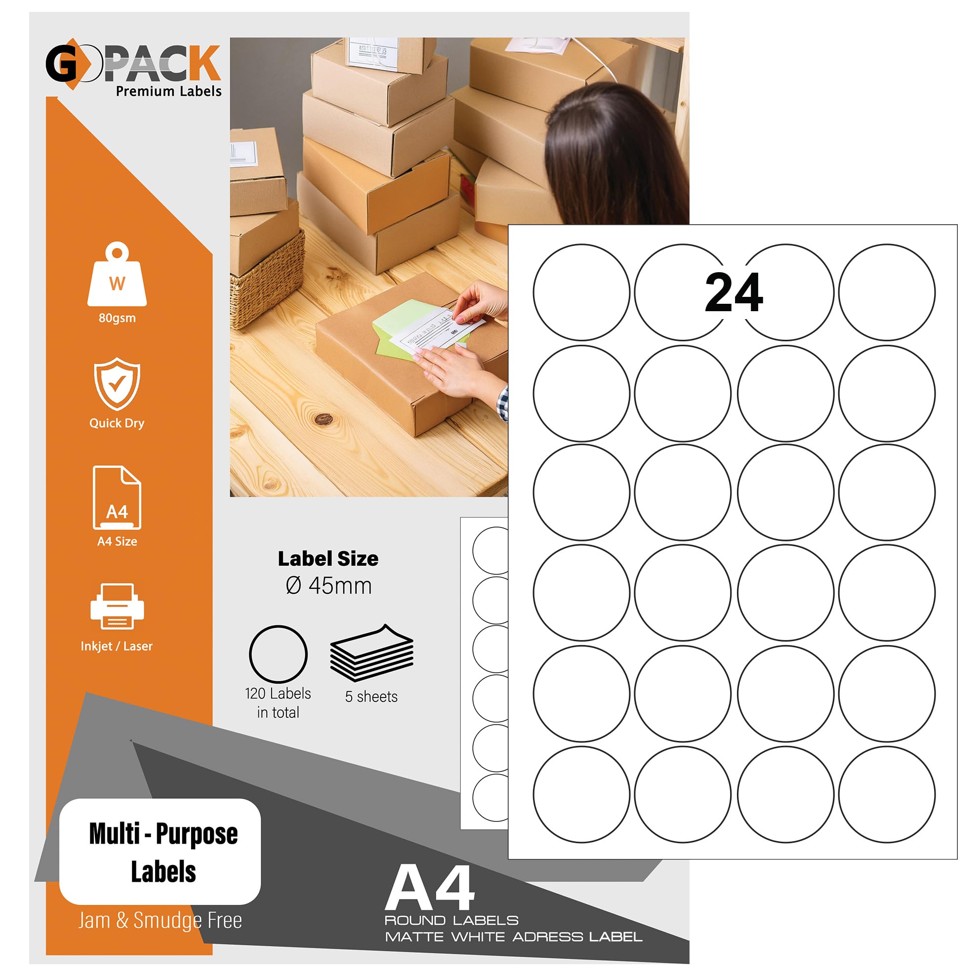 105mm x 148mm, 100 Feuilles, 4 Étiquettes par Feuille, A4 Papier Autocollante Imprimante Blanc Mat pour Imprimante à Jet d'encre et Laser