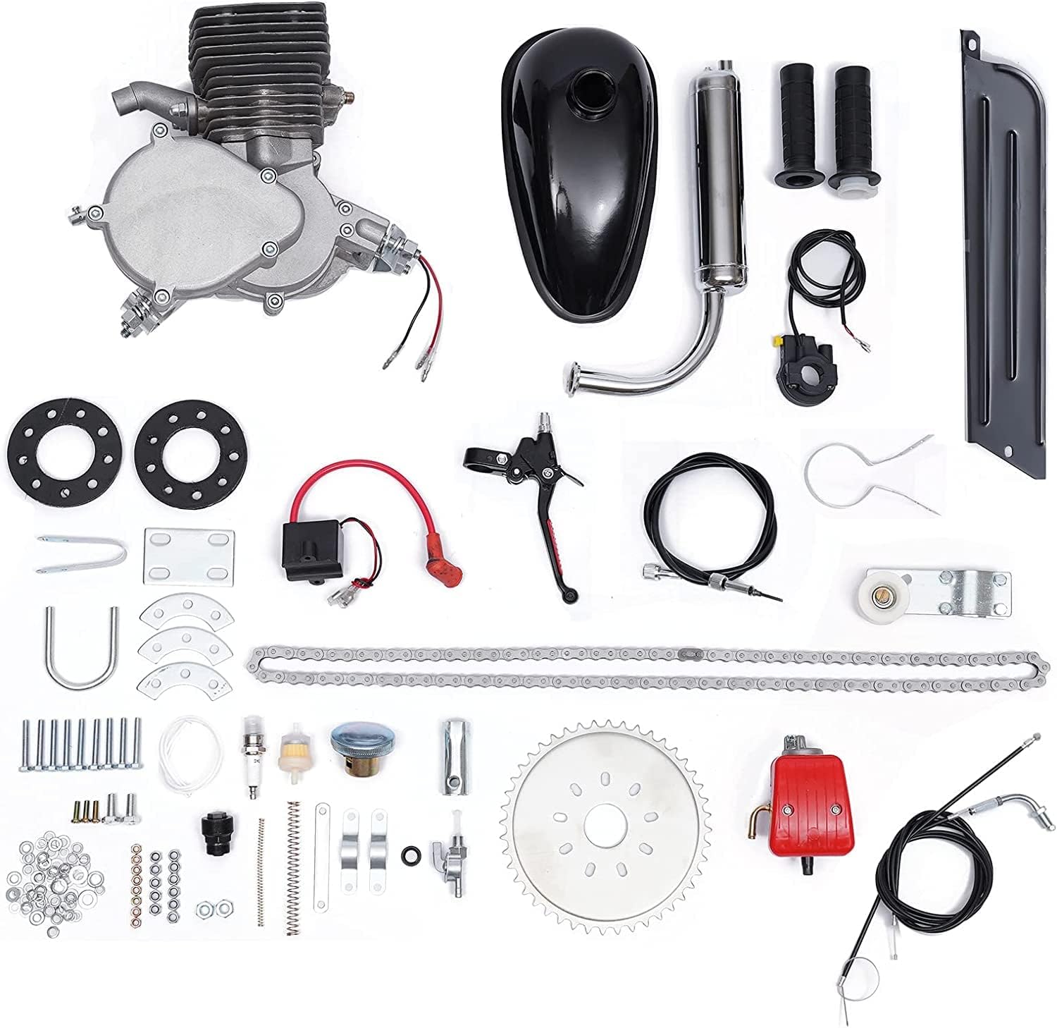 Kit de motor de bicicleta de 2 tiempos, 100 cc, motor de motocicleta, motor auxiliar, motor de gasolina, motor auxiliar, 36 dientes, CDI monocilín para la mayoría de bicicletas de 26"/28"