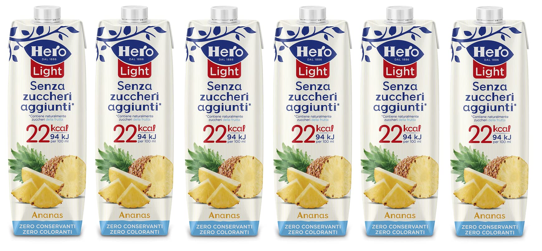 Buy 6 x Hero Light Pineapple Fruit Juice No Added Sugar Refreshing