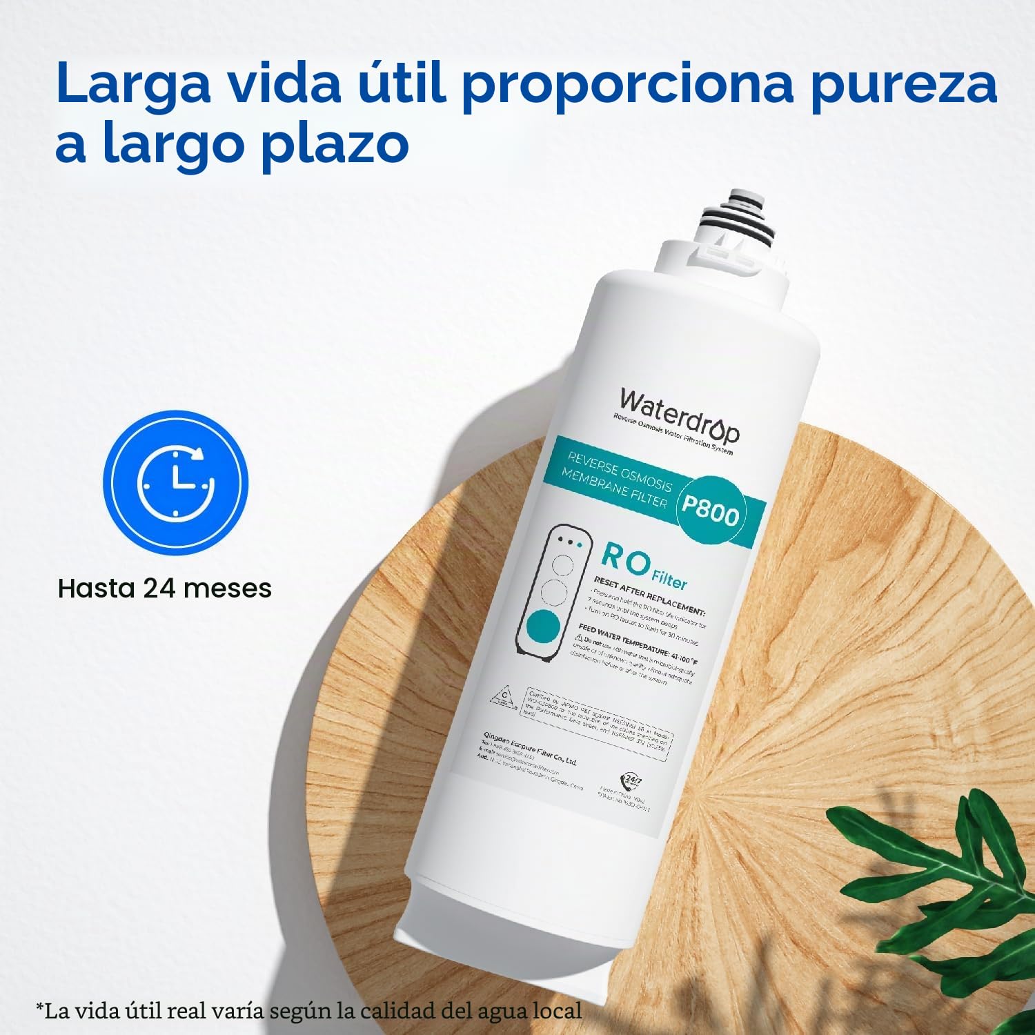Waterdrop WD-G3P800-N2RO Filtro, Recambio para el Sistema de Osmosis Inversa sin Depósito WD-G3P800-W, Reducir los PFAS, 2 Años de Vida Util