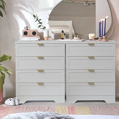 Miniatura 3 de UYIHOME Cómoda moderna de 4 cajones, cómoda de 37 pulgadas de alto con cajón grande, armario de almacenamiento de madera para dormitorio, armario,